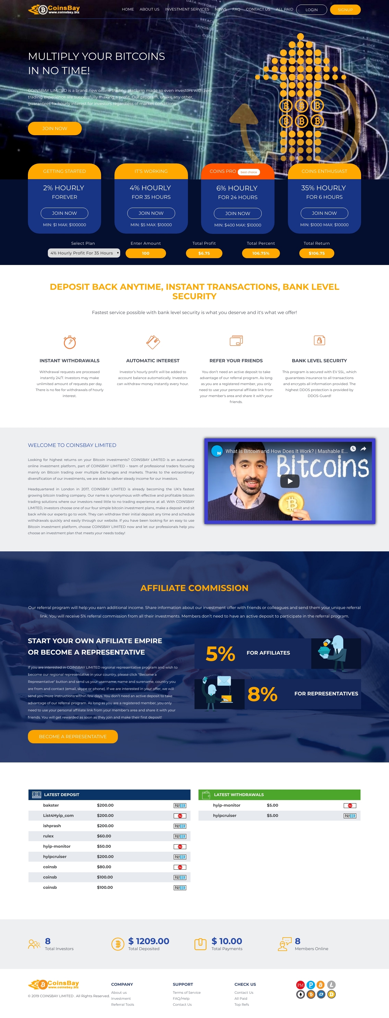Investment HYIP Coinsbay