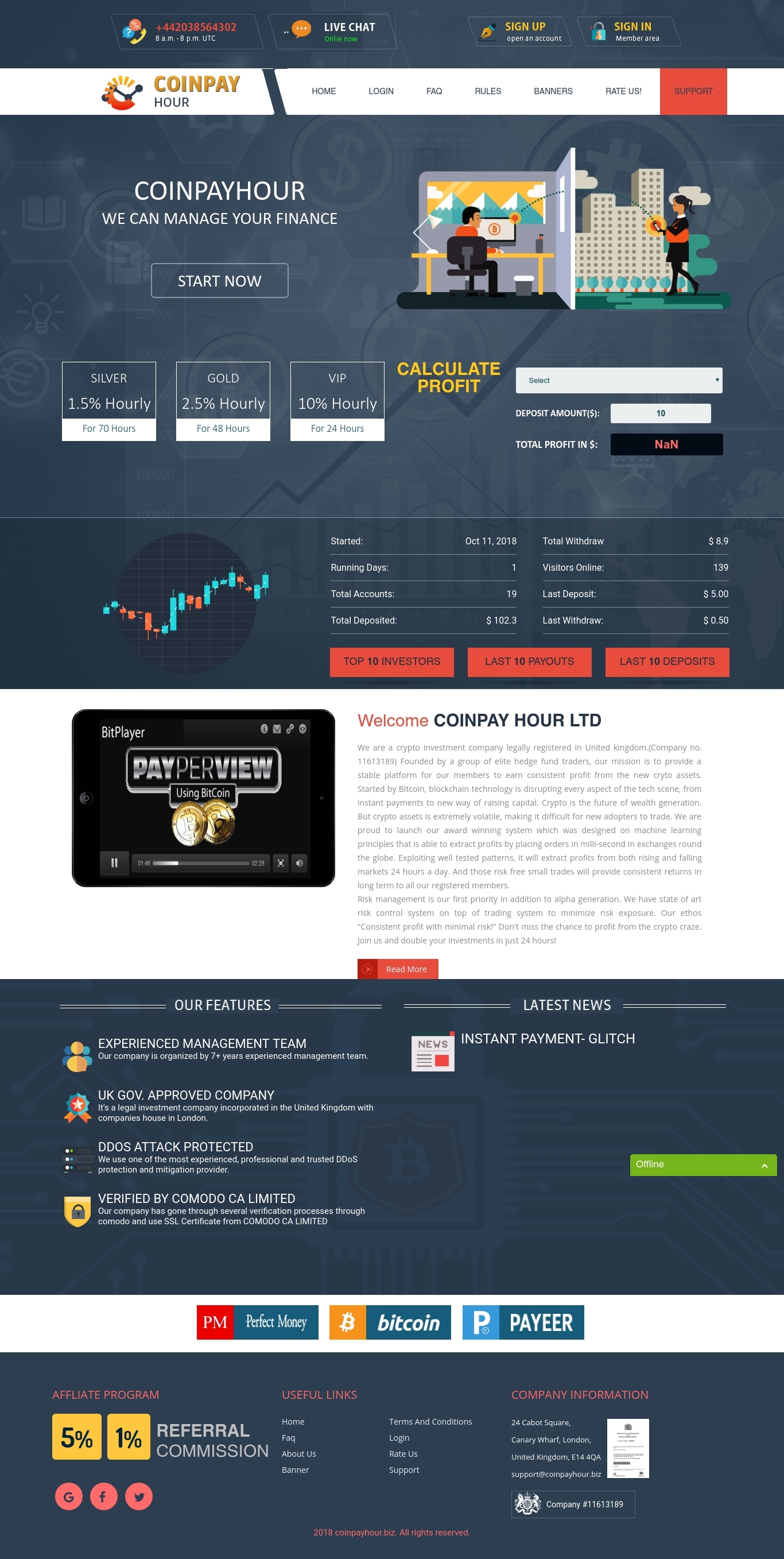 Investment project Coinpay Hour Ltd