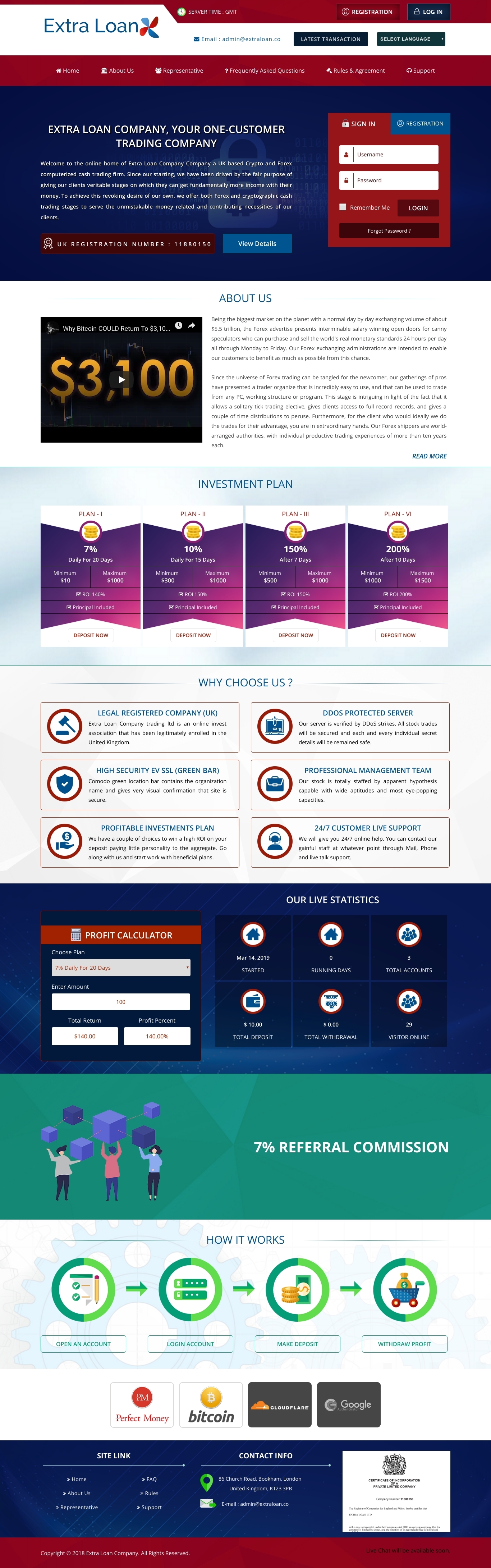 HYIP project Extra Loan Company