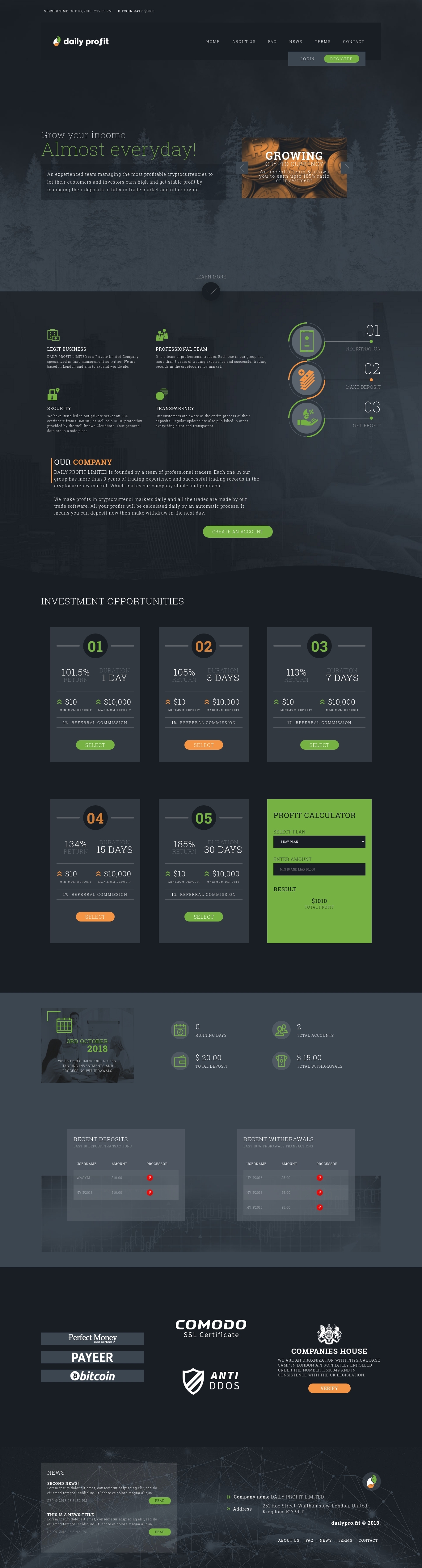 HYIP project Daily Profit LTD