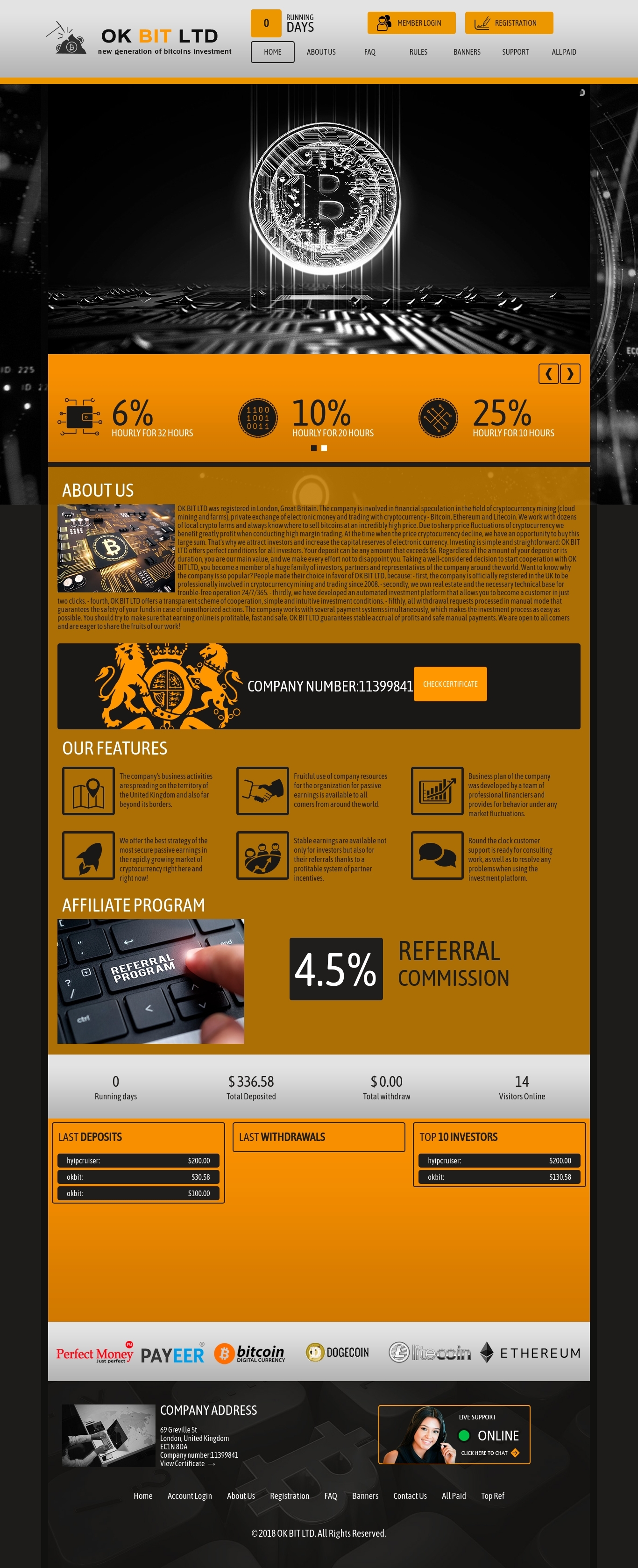 Investment HYIP OK BIT LTD