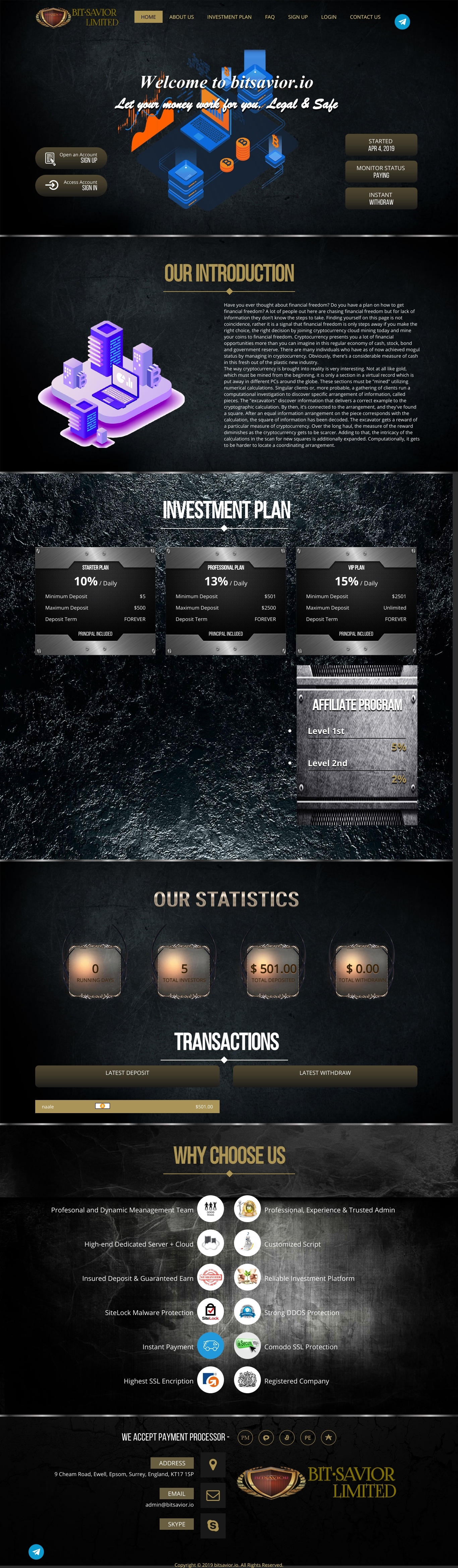 Gaming HYIP project Bitsavior