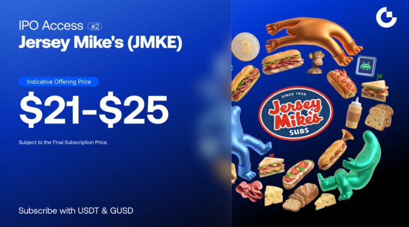 Gate IPO Access Phase 2 Opens Jersey Mike’s (JMKE) Indication Subscription with Dual-Currency Support in USDT and GUSD