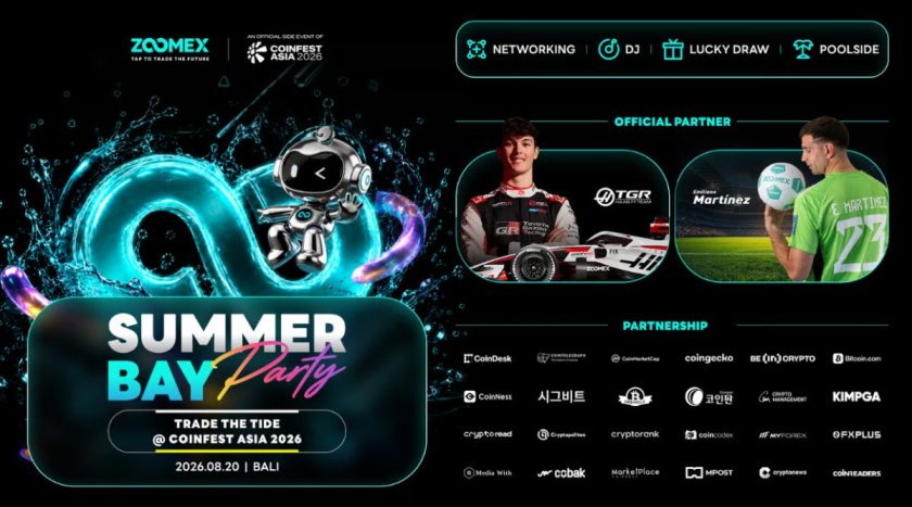 Zoomex to Attend Coinfest Asia 2026 as Gold Sponsor and Host Summer Bay Party in Bali